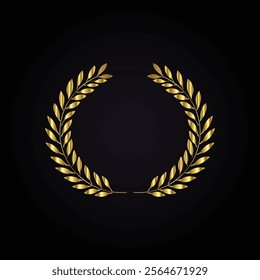 Golden laurel wreath symbolizing victory and achievement on a black elegant background  
