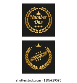 Golden laurel wreath in two versions. Vector illustration