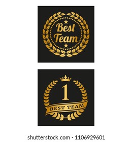 Golden laurel wreath in two versions. Vector illustration.