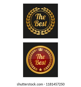 Golden laurel wreath in two versions. Vector illustration