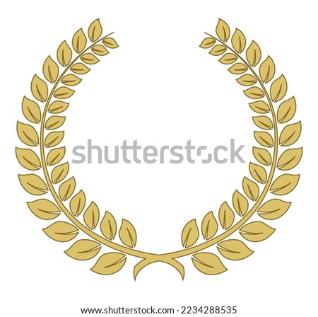 golden laurel wreath, vector illustration isolated on white background