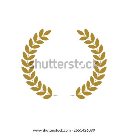 Golden laurel wreath vector illustration on transparent background symbolizing award, victory, honor, achievement, celebration and premium badge design