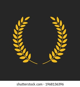Golden laurel wreath vector isolated on black