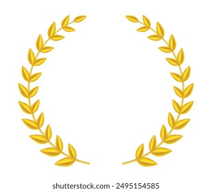 Golden Laurel Wreath. Vector Realistic Illustration