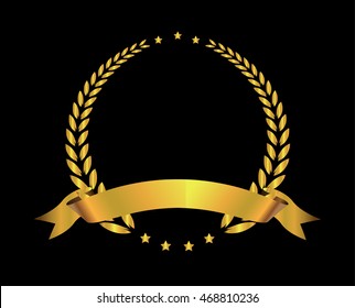 Golden Laurel Wreath Ribbonlaurel Wreath Vector Stock Vector (Royalty ...