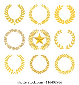 golden laurel wreaths