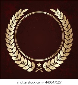 golden laurel wreaths circle / vector illustration symbol