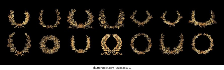 Golden laurel wreaths vector eps 10. Laurel Wreaths Collection