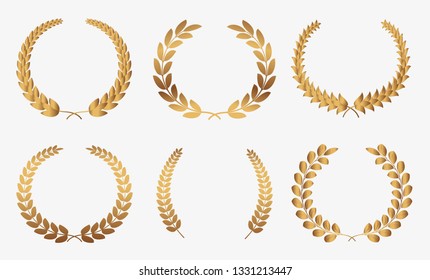 Golden laurel wreaths.Award symbol design.