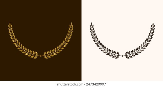 golden laurels wreaths and branches with leaves. swirls, twigs and flower ornaments. herbs, flowers and plants elements. vector design elements