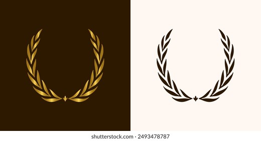 golden laurels wreaths and branches with leaves. swirls, twigs and flower ornaments. herbs, flowers and plants elements. vector design elements
