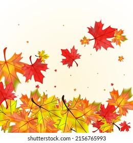 Golden Leaf Background BeigeVector. Leaves Decoration Frame. Brown Forest Floral. Shape Foliage Card.