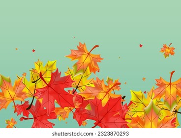 Golden Leaf Background Green Vector. Leaves Nature Design. Colorful Shape Foliage. Wallpaper Floral Card.