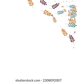 Golden Leaf Background White Vector. Leaves Isolated Texture. Brown Plant. Gold Herb Seamless. Realistic Illustration.