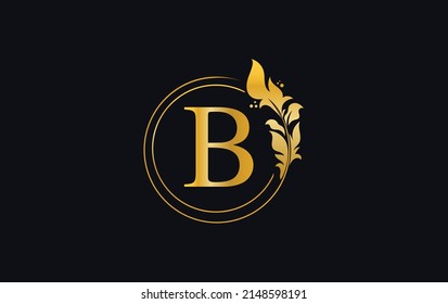 Golden leaf and circle logo design vector. Golden beauty and business symbol and alphabets vector design