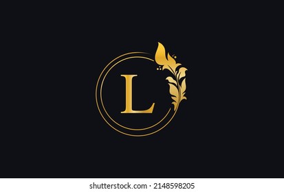 Golden leaf and circle logo design vector. Golden beauty and business symbol and alphabets vector design
