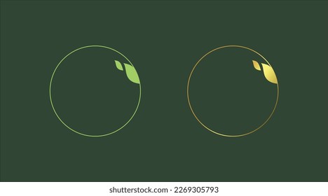 Golden Leaf Circle vector - Green Leaf Abstract Circle Template Design