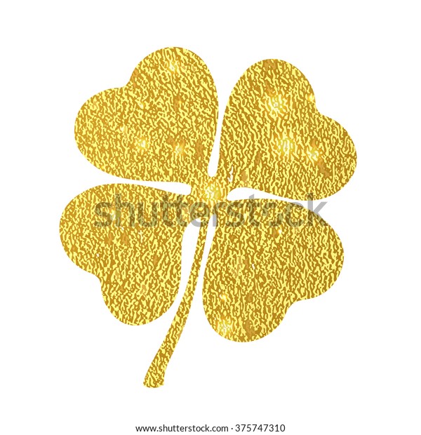 Golden Leaf Clover On White Background Stock Vector (Royalty Free ...