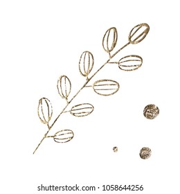 Golden leaf design elements. Decoration elements for invitation, wedding cards, valentines day, greeting cards. Isolated on white background. Vintage Floral Vector background.