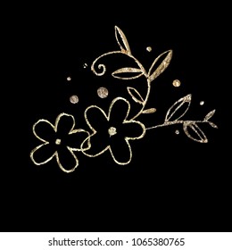 Golden leaf design elements. Decoration elements for invitation, wedding cards, valentines day, greeting cards. Isolated on white background. Vintage Floral Vector background.