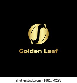Golden leaf, eco, garden, botany, nature logo Premium Vector