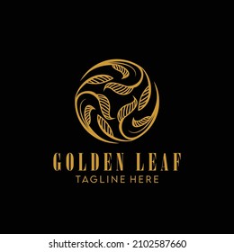 ESTILO ELEGANTE DEL LOGO DEL CÍRCULO FLORAL DE LA LEAF DE GOLDEN