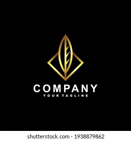 golden leaf gradient logo design