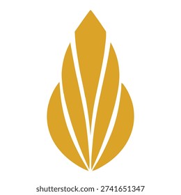 Golden leaf icon with pointed tip and curved edges graphic symbol icon
