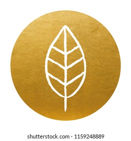 Golden Leaf. Icon. Vector.
