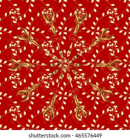 Golden leaf lace on red background. Vector illustartion.