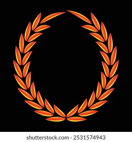 Golden leaf laurel vector frame on dark background