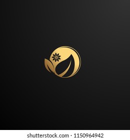 golden leaf logo concept for beauty and nature logo company. golden leaf is symbol health, spirit  environment and live. vector logo, symbol, sign, or mark design illustration