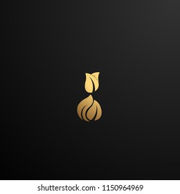 golden leaf logo concept for beauty and nature logo company. golden leaf is symbol health, spirit  environment and live. vector logo, symbol, sign, or mark design illustration