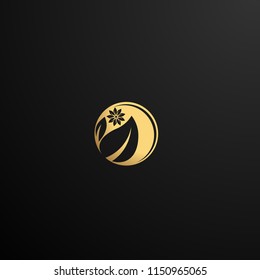 golden leaf logo concept for beauty and nature logo company. golden leaf is symbol health, spirit  environment and live. vector logo, symbol, sign, or mark design illustration