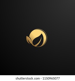golden leaf logo concept for beauty and nature logo company. golden leaf is symbol health, spirit  environment and live. vector logo, symbol, sign, or mark design illustration