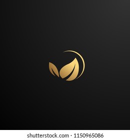 golden leaf logo concept for beauty and nature logo company. golden leaf is symbol health, spirit  environment and live. vector logo, symbol, sign, or mark design illustration