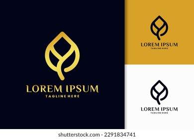 golden leaf logo design template
