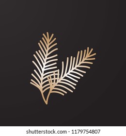 golden leaf logo icon concept for christmas decoration