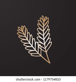 golden leaf logo icon concept for christmas decoration