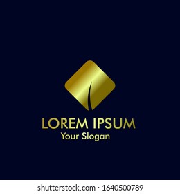 golden leaf logo icon for cosmetic and beauty company sign