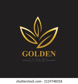 Golden Leaf Luxury Logo Icon Vector Stock Vector (Royalty Free ...