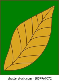 Goldenes Blatt auf grünem Hintergrund
