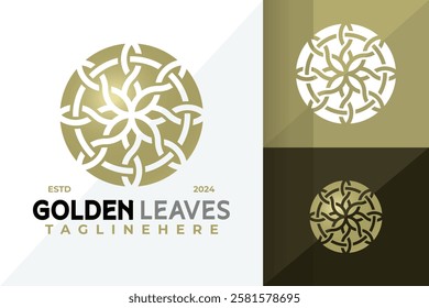 Golden Leaf Ornamental Logo Icon Vector Design Illustration