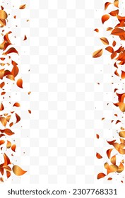 Golden Leaf Realistic Vector White Transparent Background Poster. Organic Leaves Concept. Forest Solar Fly Brochure. Foliage Tree Border.