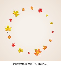 Golden Leaves Background BeigeVector. Leaf Forest Texture. Red Bright Plant. September Foliage Design.