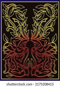 golden leaves floral design ornamental with dark background