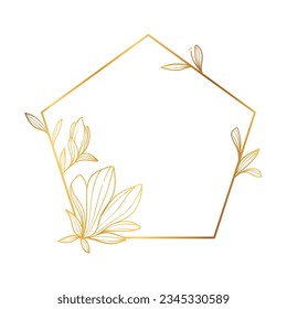 golden leaves frame background. vector illustration. vintage floral design elements. decorative vector frames and borders. vintage frames and borders. line floral. Elegant frame with golden leaves.