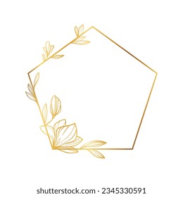 golden leaves frame background. vector illustration. vintage floral design elements. decorative vector frames and borders. vintage frames and borders. line floral. Elegant frame with golden leaves.