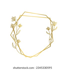 golden leaves frame background. vector illustration. vintage floral design elements. decorative vector frames and borders. vintage frames and borders. line floral. Elegant frame with golden leaves.