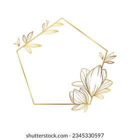 golden leaves frame background. vector illustration. vintage floral design elements. decorative vector frames and borders. vintage frames and borders. line floral. Elegant frame with golden leaves.